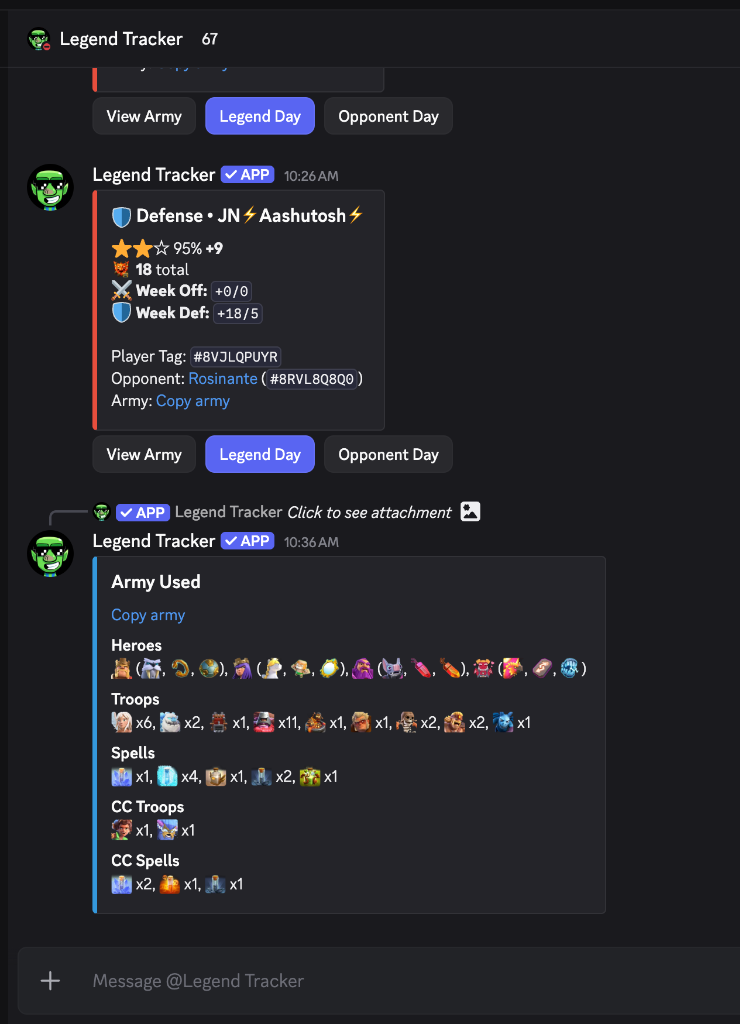 Discord Army Composition Breakdown with Copy Army button
